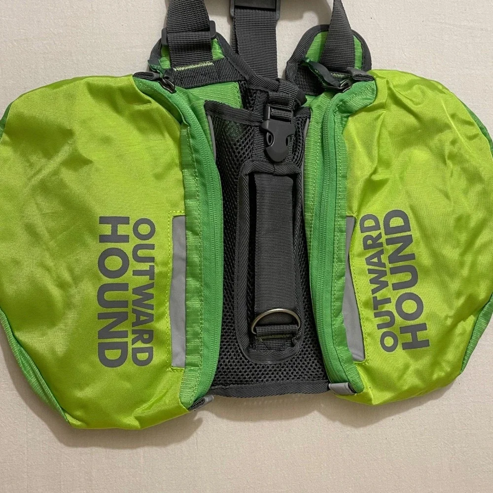 Outward Hound Dog Backpack Saddlebag Hiking Gear Green Pet Pack‎